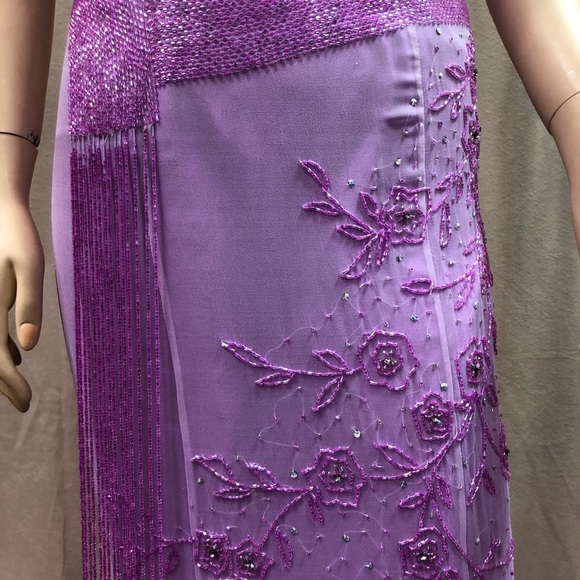 Vintage Lavender Ombre Elegant Beaded Gown - Picture 3 of 8